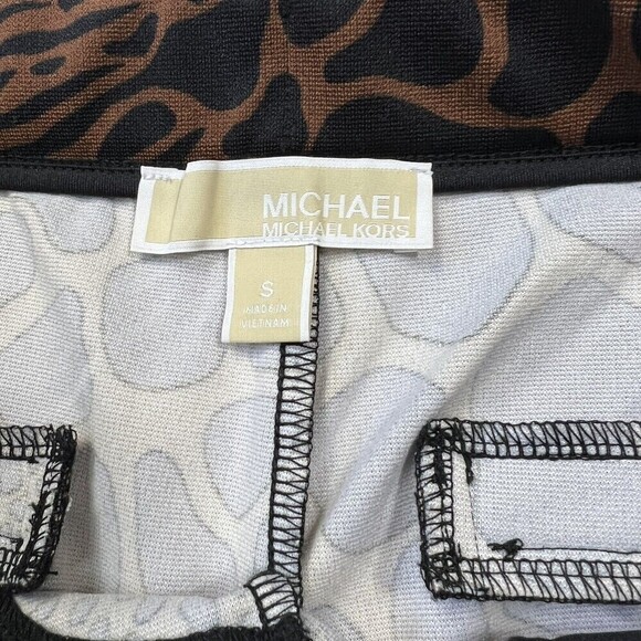 Michael Kors Women's Animal Print Pull On Pants Sz S Elastic Waist Brown Flat - Picture 5 of 9